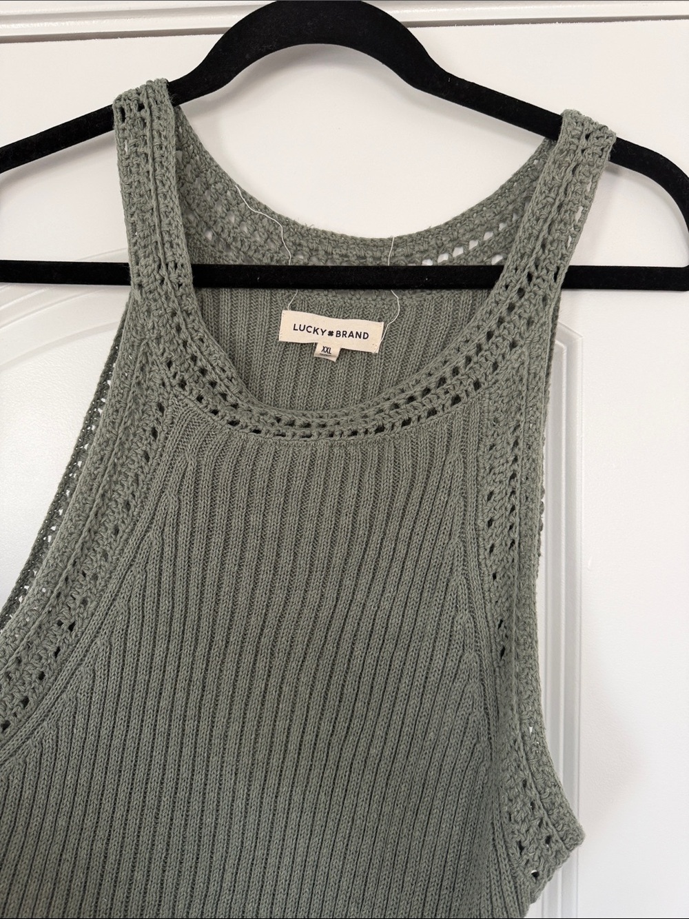 Lucky Brand Sage Ribbed Crochet-Trim Tank